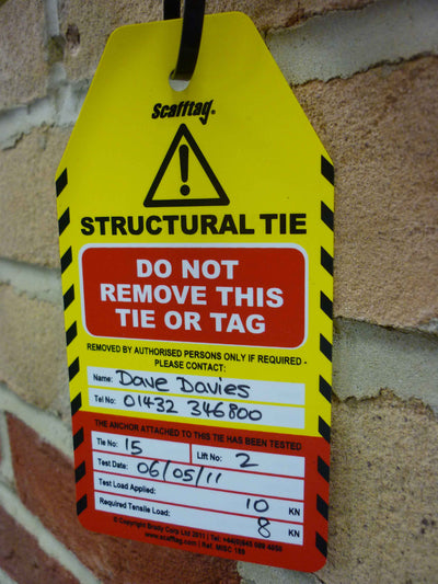 Tie Warning Test Tag in use