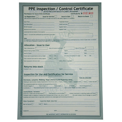 BIGBEN® PPE Inspection Certificates - Pad of 50