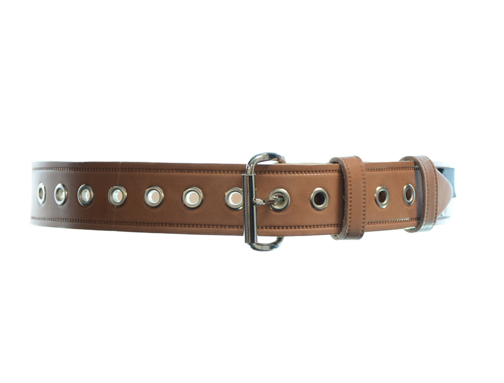 BIGBEN® Leather Belt with Eyelets - Natural