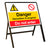 Stanchion Single Sided with 'Danger Demolition in Progress - Do Not Enter' Safety Sign