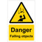 Danger falling objects safety sign