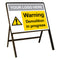 Stanchion Single Sided with "Custom Logo" 'Warning Demolition in Progress' Safety Sign