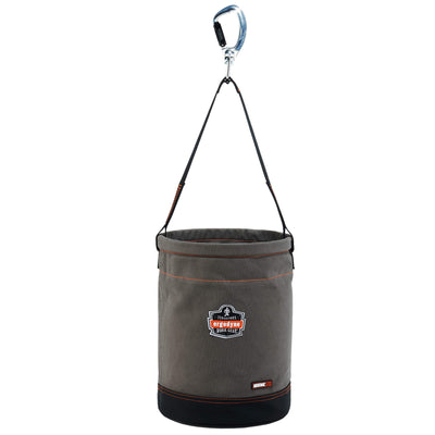 Arsenal 5940 Grey Canvas Lift Bucket with Leather Bottom and Nickel Plated Swivel Snap Hook