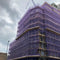 Purple BIGBEN Superclad® Debris Netting installed on large scaffold