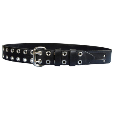 Black leather BIGBEN® Double Prong Scaffolding Belt with Eyelets 