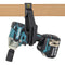 BIGBEN® Rhino Safety Hook attached to leather belt and holding Makita Impact Wrench