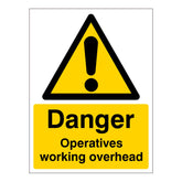 'Danger Operative Working Overhead' Safety Sign (300 x 420mm)