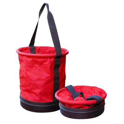 Red Folding Bucket with Rigid Bottom 