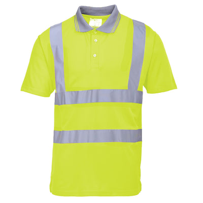 Hi Vis Polo Shirt Yellow-HV-3166-S-Leachs
