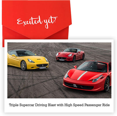 Red Letter Days Triple Supercar Driving Blast with High Speed Passenger Ride - drive three supercars for three miles each, at locations across the UK