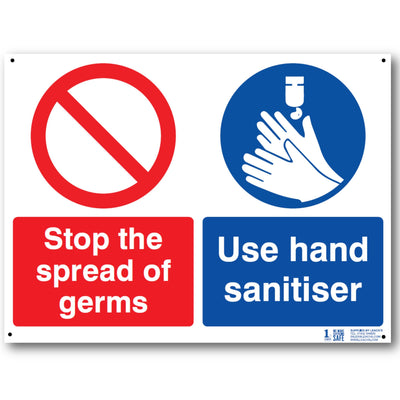 'Stop the Spread of Germs - Use Hand Sanitiser' Safety Sign