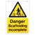 'Danger Scaffolding Incomplete' Safety Sign (300 x 420mm)