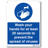 'Wash Your Hands for at Least 20 Seconds' Safety Sign (400 x 300mm)