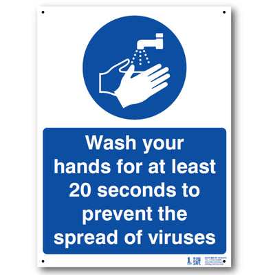 'Wash Your Hands for at Least 20 Seconds' Safety Sign