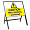 Stanchion Single Sided c/w Caution Men Working Overhead Sign-SC-5016C-Leachs
