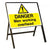 Stanchion Single Sided with 'Danger Men Working Overhead' Safety Sign