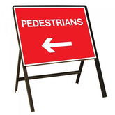 Stanchion Single Sided with 'Pedestrians' Safety Sign - Left Arrow