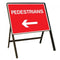 Stanchion Single Sided with Pedestrians Safety Sign - Left Arrow